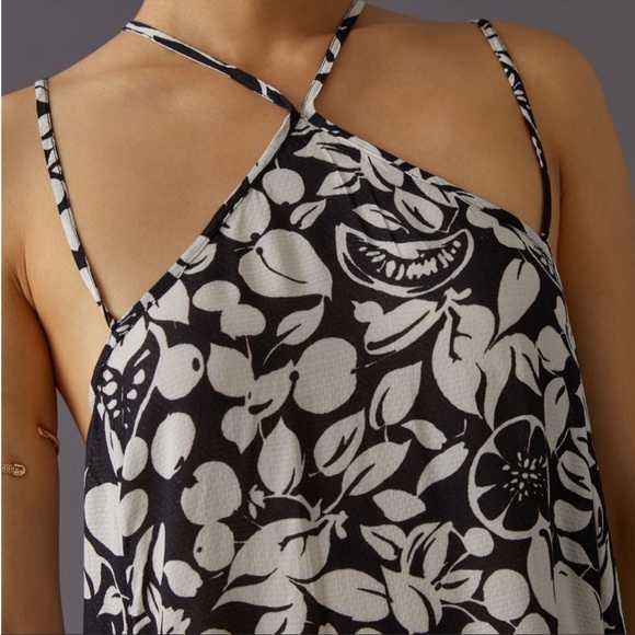 Anthropologie Dress Summer Sheer Mini Dress Black White New ANTHRO Large & MP - Picture 2 of 8